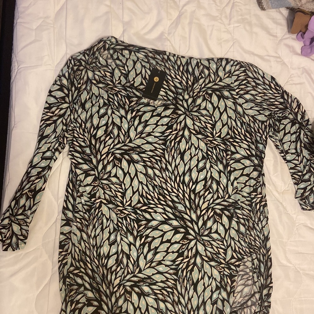 Jm Collection Printed Ruched-Side Top - Picture 2 of 3